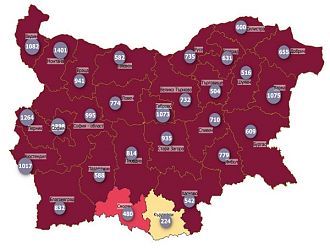 COVID заболеваемост: Само две области от цялата страна не са в тъмночервено