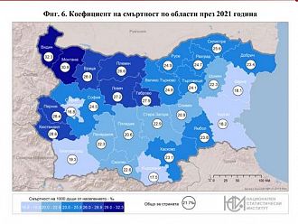 НСИ: С 19.4% повече са починалите през 2021 г. в сравнение с 2020 г.